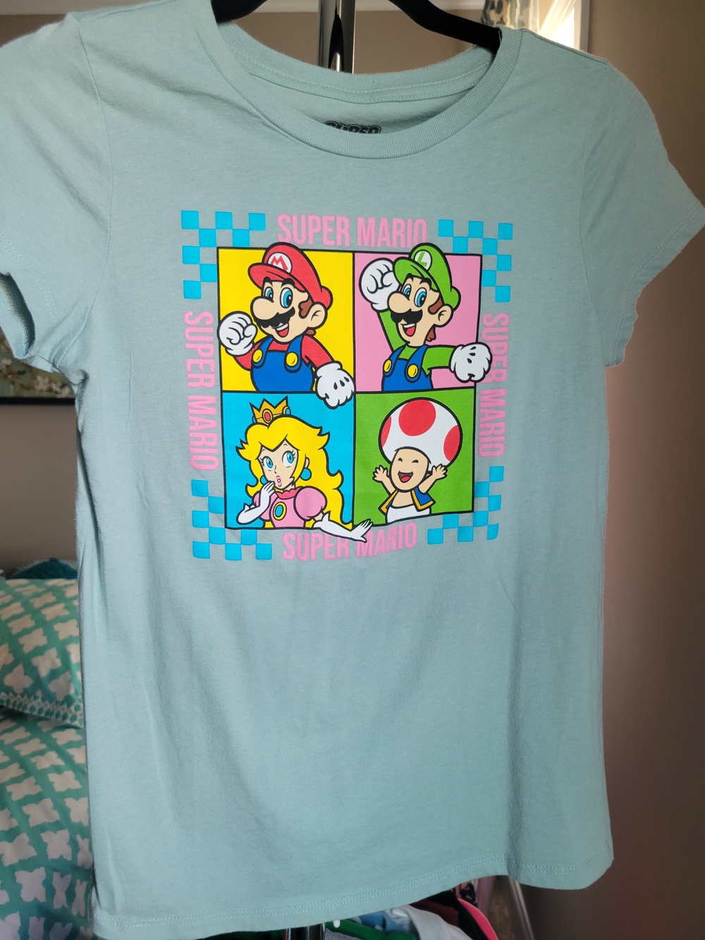 Nintendo Light Blue Kids Super Mario Character Tee